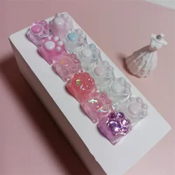 4Pcs Cat Paw Pad Clear Resin Keycaps Mechanical Keyboard Gamer Backlit RGB Cute DIY Cartoon Key Cap Crystal ESC WASD Arrow Key