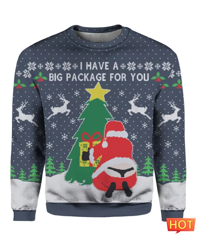 2026 جديد مضحك سانتا كلوز الجرافيك القبيح عيد الميلاد سترة العصرية الشارع الشهير ثلاثية الأبعاد مطبوعة عيد الميلاد البلوز فضفاض تنفس البلوز