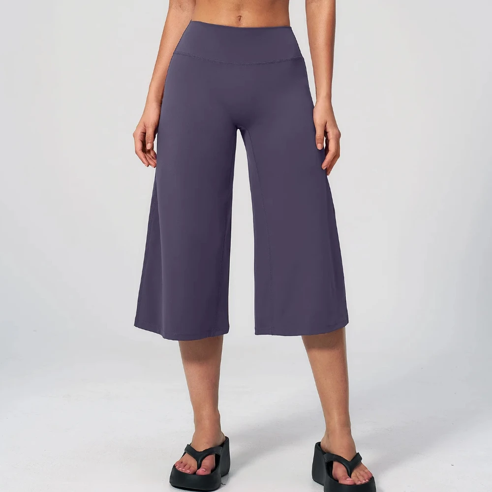 Capri Pants for Women Wide Leg Yoga Cropped Capri Pants Tummy Control Slimming High Waist in Flare Loose Casual Summer Pants