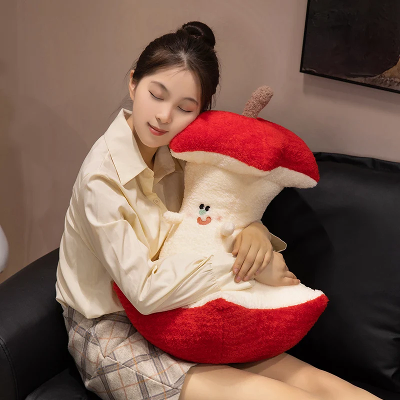Simulazione Frutteto Cartone Animato Rosso Verde Mela Core Peluche Creativo Farcito Imitazione Frutta Cuscino Decorazioni per la Casa per Bambini Ragazze Regalo