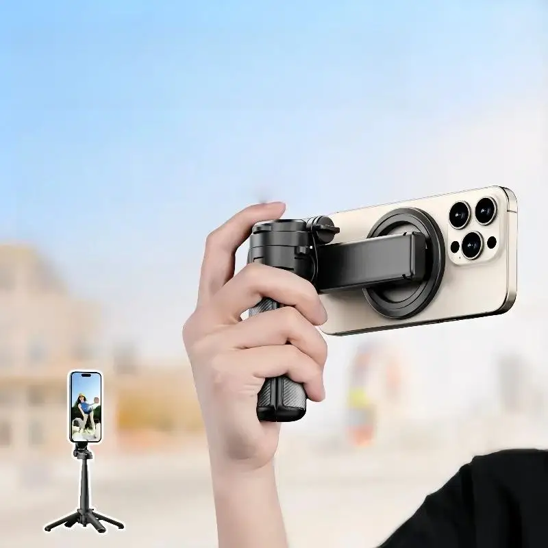 1 conjunto de suporte magnético para telefone com controle sem fio Bluetooth 4 em 1 mini bastão de selfie magnético multifuncional com 360 °   Rotação