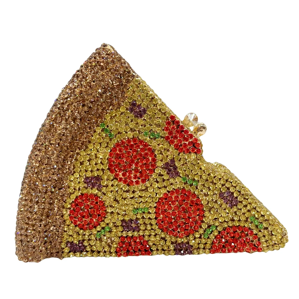 

Новый дизайн, роскошный женский металлический бриллиант, ужин, стразы, кристалл, томат, пицца, клатч, кошелек, женская вечеринка, свадебный вечер