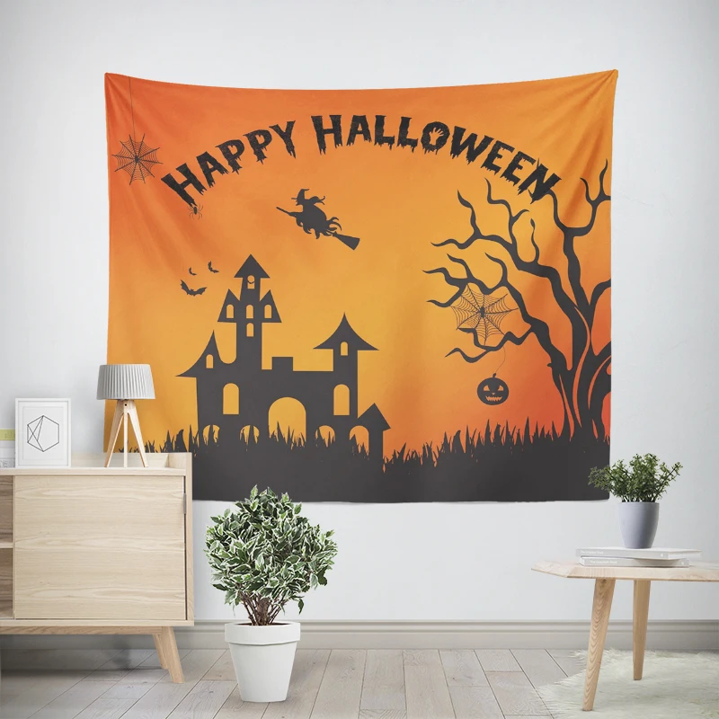 Tapeçaria de parede para decoração de quarto, quarto moderno, quarto estético, arte da parede, tecido grande, halloween, engraçado, outono