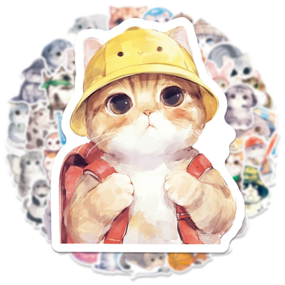 10/30/50 Stuks Leuke Cartoon Kat Graffiti Stickers Decals Diy Briefpapier Motorfiets Gitaar Laptop Kawaii Dier sticker Voor Kid Gift