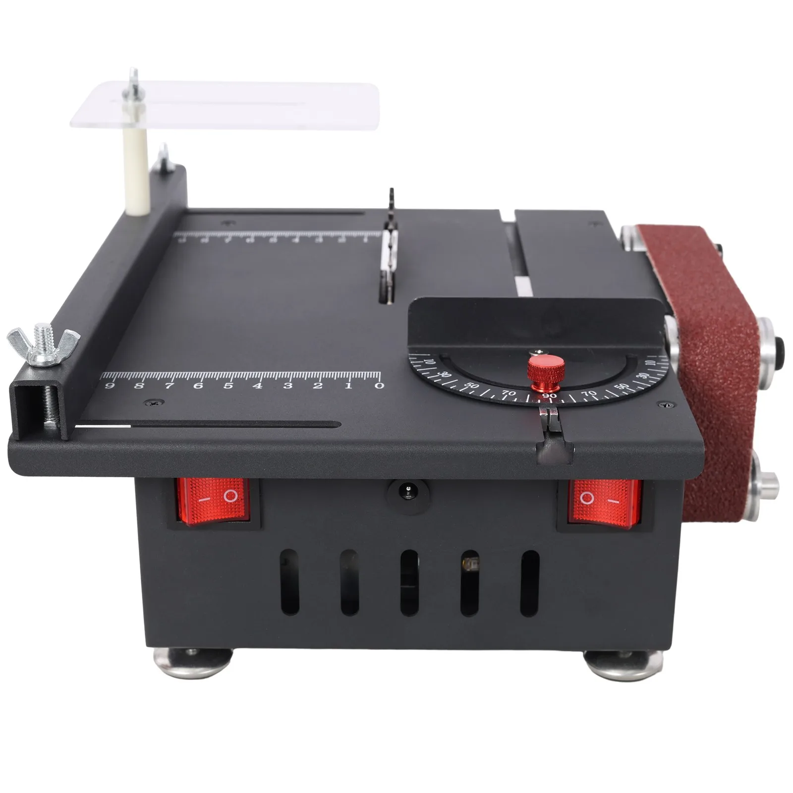 200/600W Mini Bench Saw Belt Sander Speed Circular Table Saw Hobby DIY Tool 30mm Cutting Depth Benchtop Sanding Machine