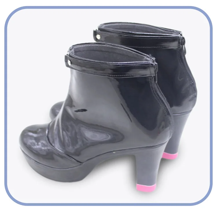 NIKKE: آلهة النصر ميهارا كوسبلاي أحذية نسائية مثيرة من الجلد الأسود أحذية لعب الأدوار في الهالوين