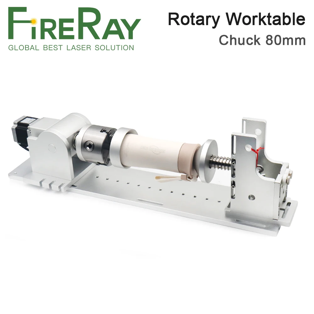 FireRay Rotary Worktable Chuck 80mm and Control Box Include Stepper Driver DM542 for Laser Makring Mahcine