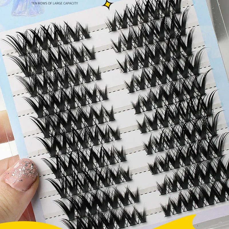 Pestañas postizas de cómic en forma de V, maquillaje de pestañas ligeras, europeo, americano, corazón, principiante, racimo único