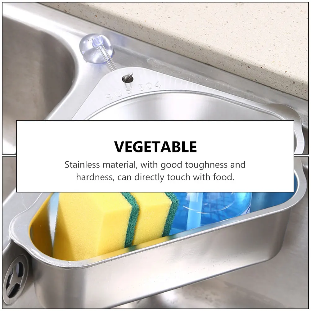 

Stainless Steel Sink Storage Rack Stainless Basket Kitchen Shelf Food Container Kitchen Accessory Portable Use