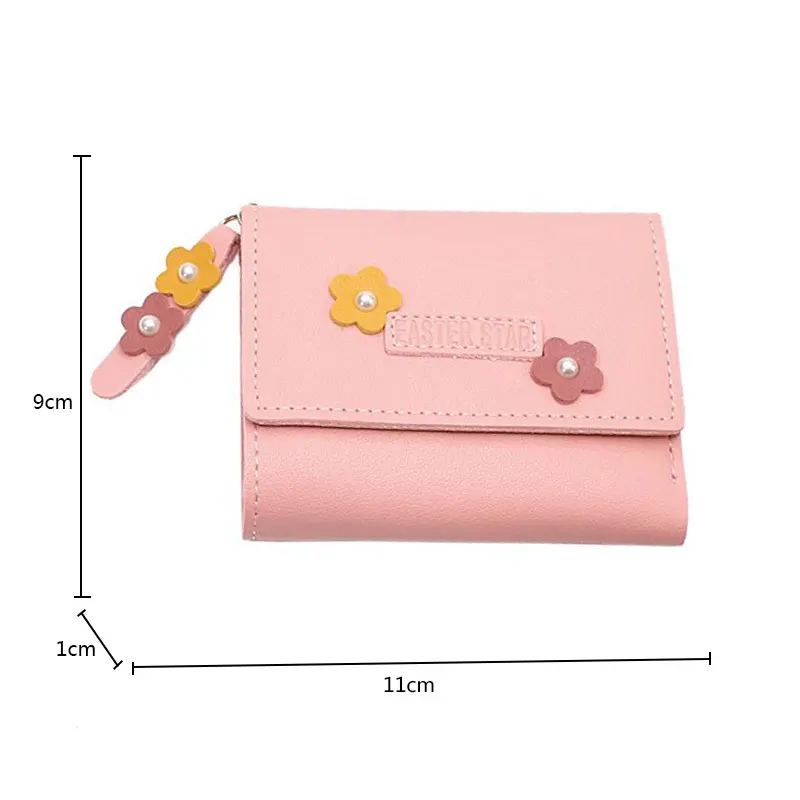 2022 New Short Women Wallets Free Name Customized Flower Decoration Design Quality Cute Female Wallets Card Holder Girl's Purse