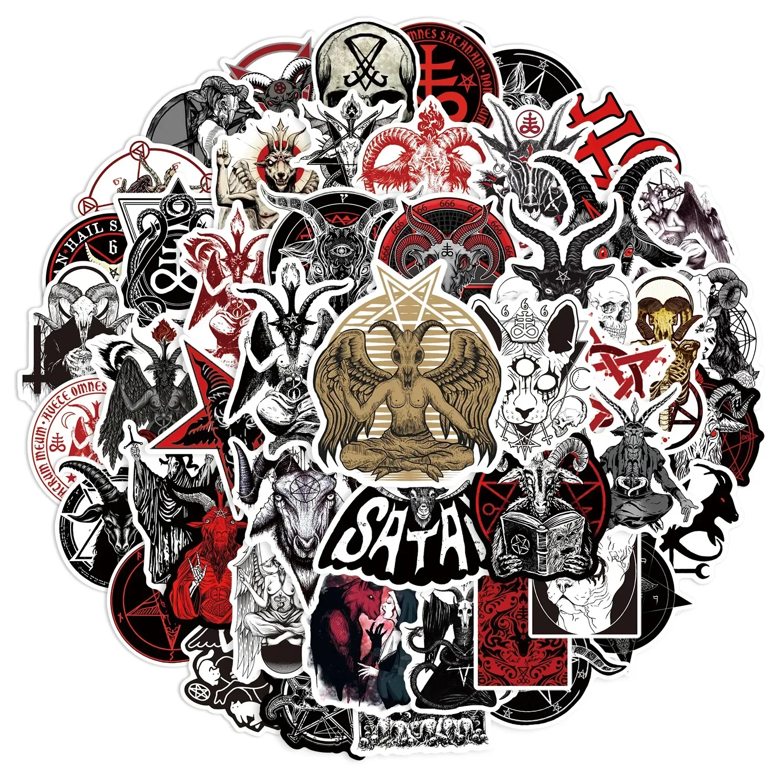 50pcs Demon Satan Horror Cool Diy Graffiti Stickers for Laptop Scrapbooking Helmets Waterproof Wall Decoration Decal Pack