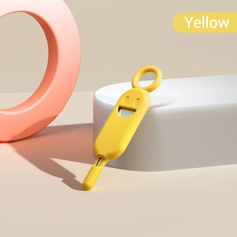 Smiley Face Design Anti-Lost 3-in-1 SIM Ejector Tool & Memory Card Holder - Portable Keychain Phone Accessory for Easy SIM Swap