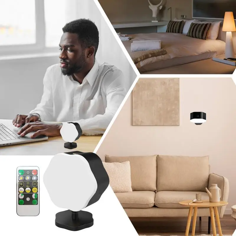 Lâmpada de parede com bateria sem fio, lâmpadas montadas na parede, rotativa, 3 temperaturas de cor, luminárias sensíveis ao toque, luzes led sem fio