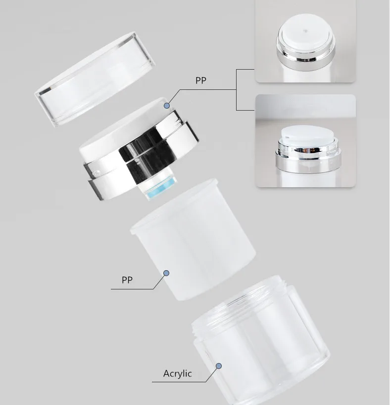 10pcs 15ml 30ml 50ml 100ml Vacuum Cream Bottle Press Lotion Bottle Face Cream Sub Bottle Acrylic Lotion Bottle Without Straw