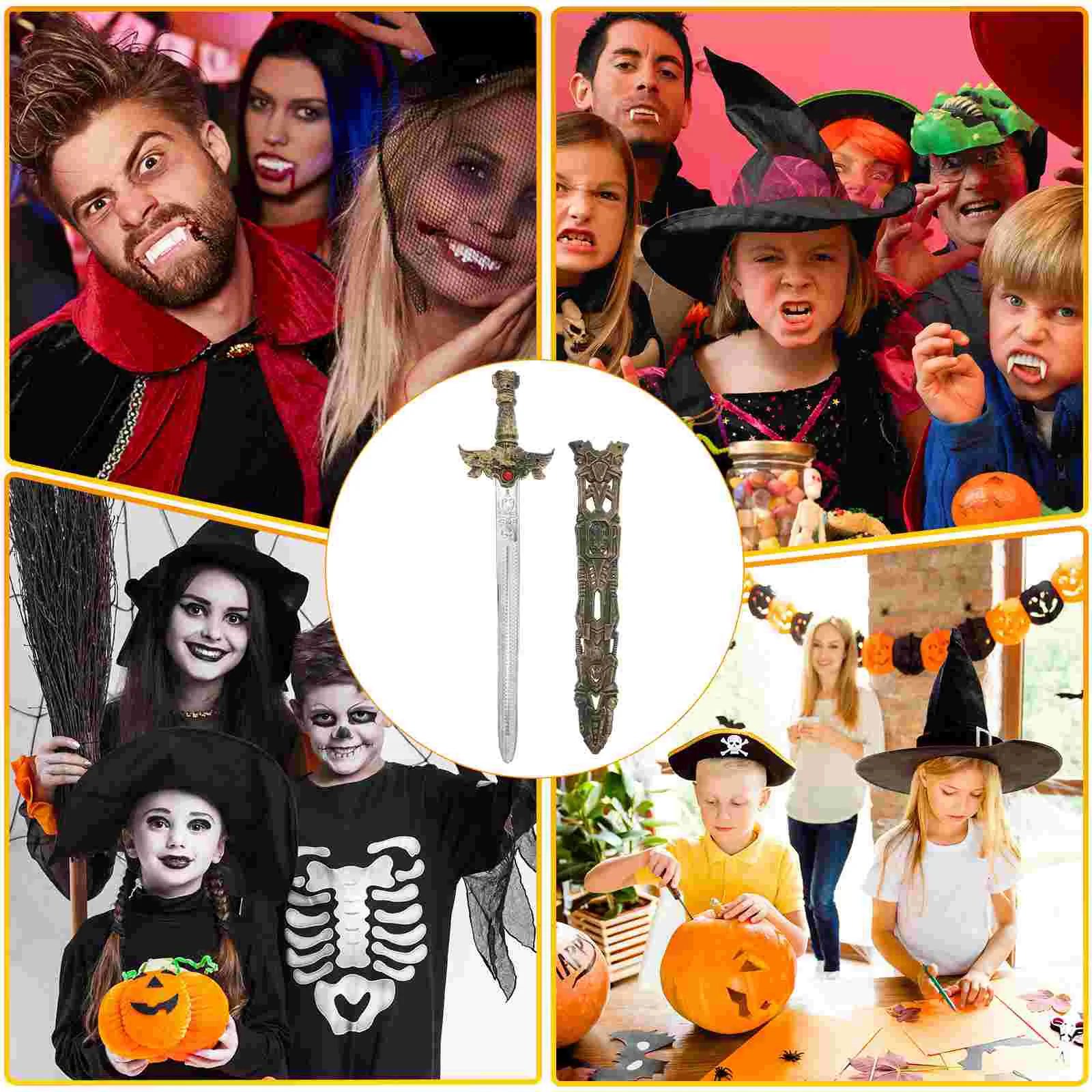 Espadas para juego de imitación, accesorios de vestir de Halloween para habitación, accesorio de disfraz, juguetes para niños, hombre marrón