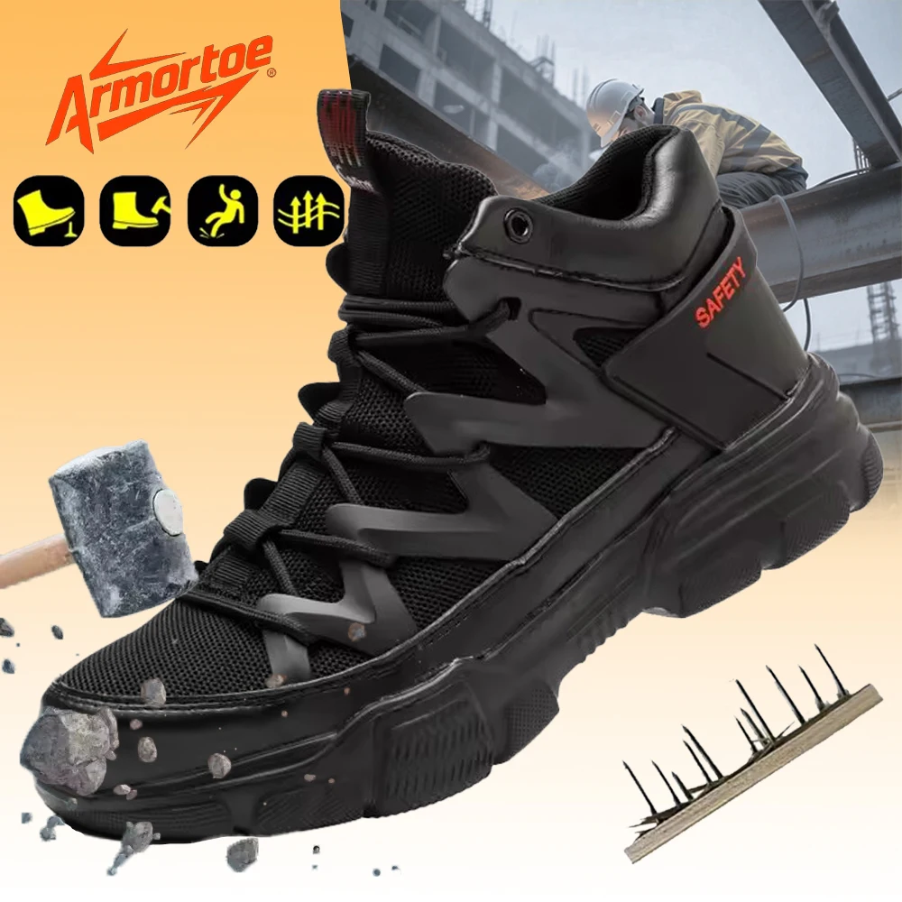 

ArmorToe Four Seasons Models Anti-smash Steel Head Anti-stabbing Safety Shoes Breathable Work Shoes Sports Shoes #Armor2789