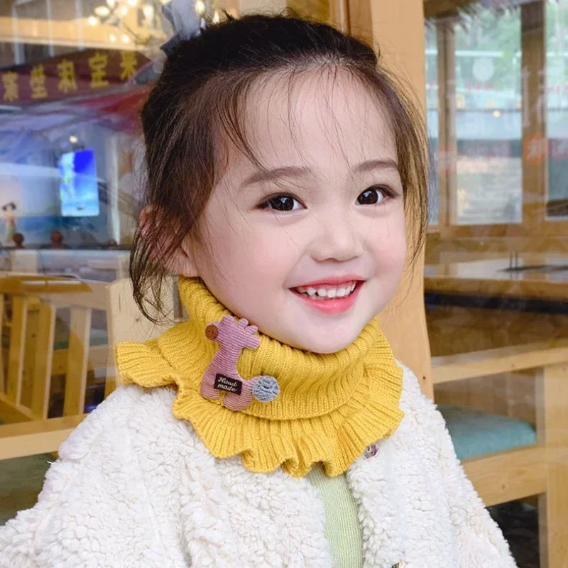 Baby Scarf Winter Neck Warmer for Kids Children Boys Girls Woolen Knitted Mustache Solid Warm Crochet Scarves Plaid Fashion Doll