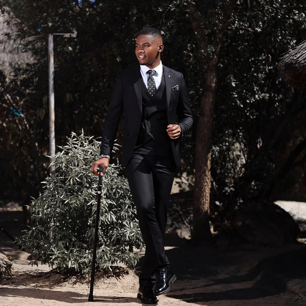 

Elegant Men's Suits 3 Pieces Notched Lapel Single Breasted Groom Wedding Suit Evening Prom Blazer Business Jacket Customized