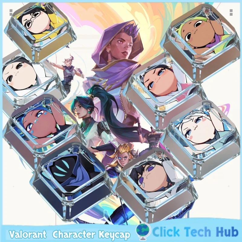 Valorant Keycap Cartoon Clove Jett Reyna Omen Sage Viper Character Keycap Transparent Custom Key Cap Mechanical Keyboard Keycaps