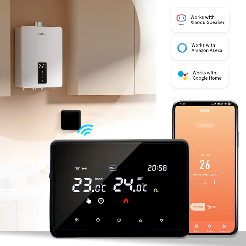New Tuya Wireless Wifi Thermostat Gas Boiler Battery Operated Wifi Boiler Thermostat Temperature Controller Alexa Google Home