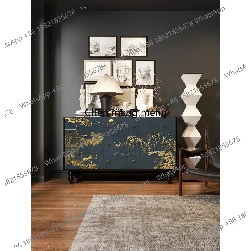 French all solid wood entrance cabinet aisle bedroom living room drawer dining side cabinet