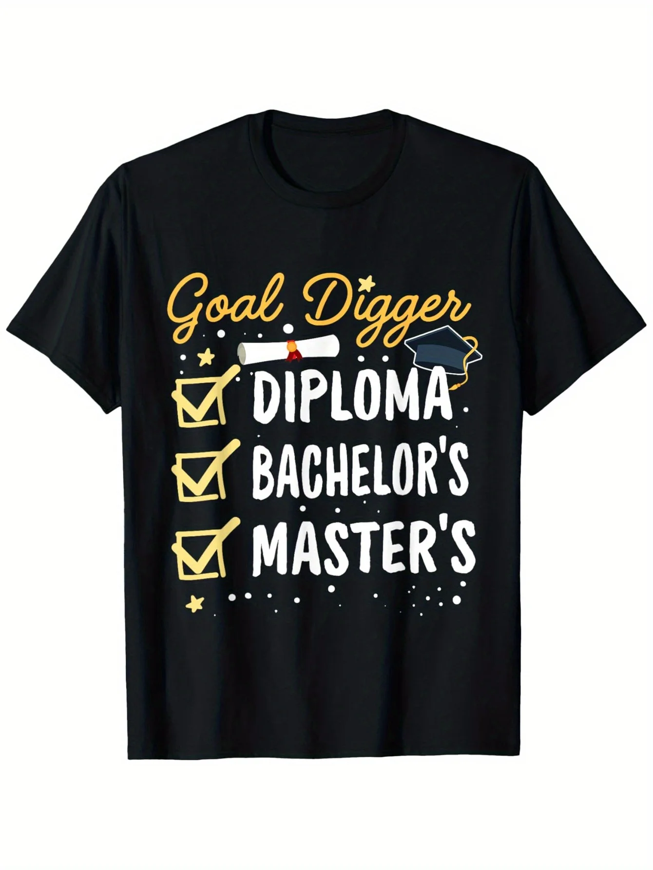 Class of 2024 Masters Graduation T-Shirt - Goal Digger Design Unisex   Loose Fit , Casual Short Sleeve Shirt with Slight Stretch for Grad Parties, Outdoor Events  Master's Degree Celebration (Men )