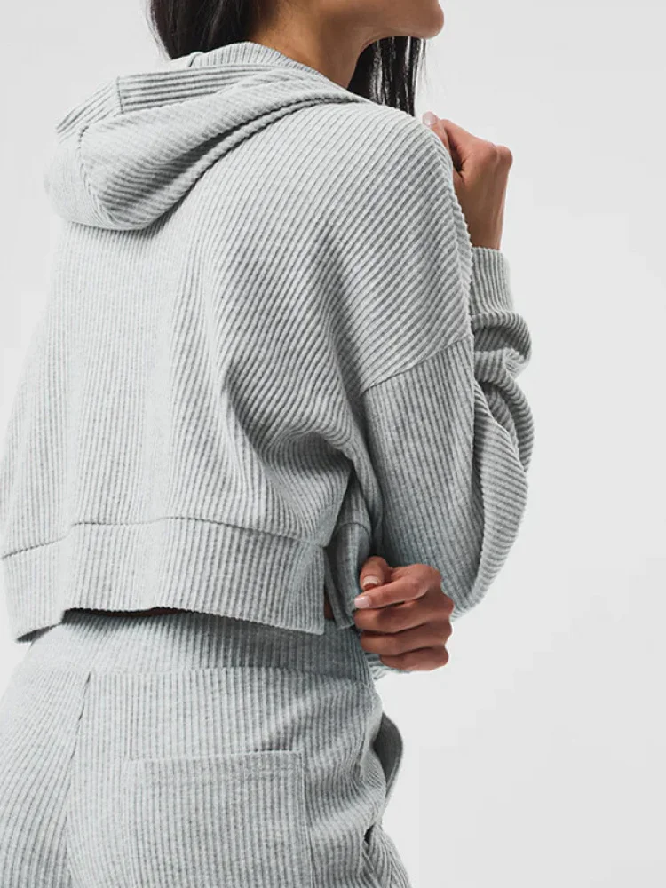 

Corduroy Long Sve Hoodie Set Women's Casual Comfortable Running Fitn Sportswear Loose Fit Autumn Winter Outfit