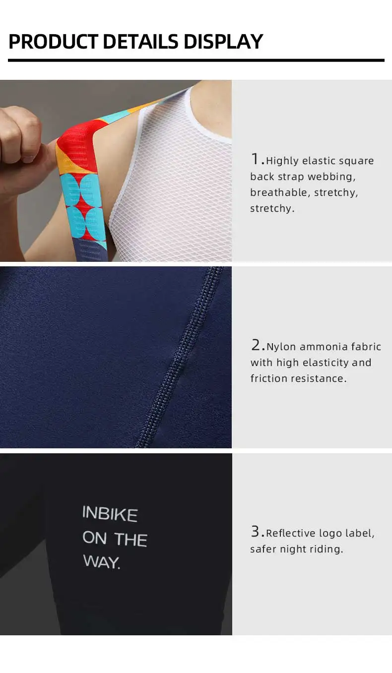INBIKE Herren-Radlerhose Sommer Atmungsaktiv Schnelltrocknend Fahrrad-Trägerhose Rennrad MTB Fahrradbekleidung – Detail 8