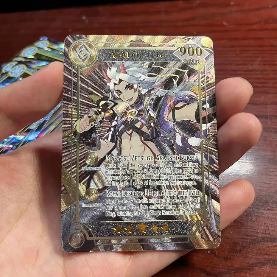 Karta Genshin Impact w angielskim rzadkim holograficzny błyszczący 55 szt. UR i 5 szt. Losowa kolekcja UTR TCG Kamisato Ayaka ZhongLI prezent