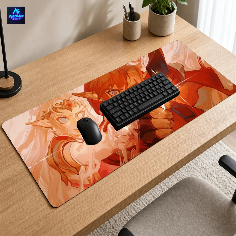 Flame Mouse Pad Office Mousepad Rubber Gaming Edgy 90x40cm Desk Anime Art Accessories Mousepads