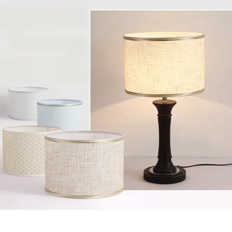 Nordic Cloth Metal Lamp Shade Home Decoration E27 Fabric Linen Metal Desk Lamp Cloth Lampshade 14/22/25cm Height