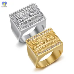 No Rusted High Quality Stainless Steel Hip Hop Waterproof Ring for Men the Last Supper Jesus Judah Dinner Punk Rings Jewelry
