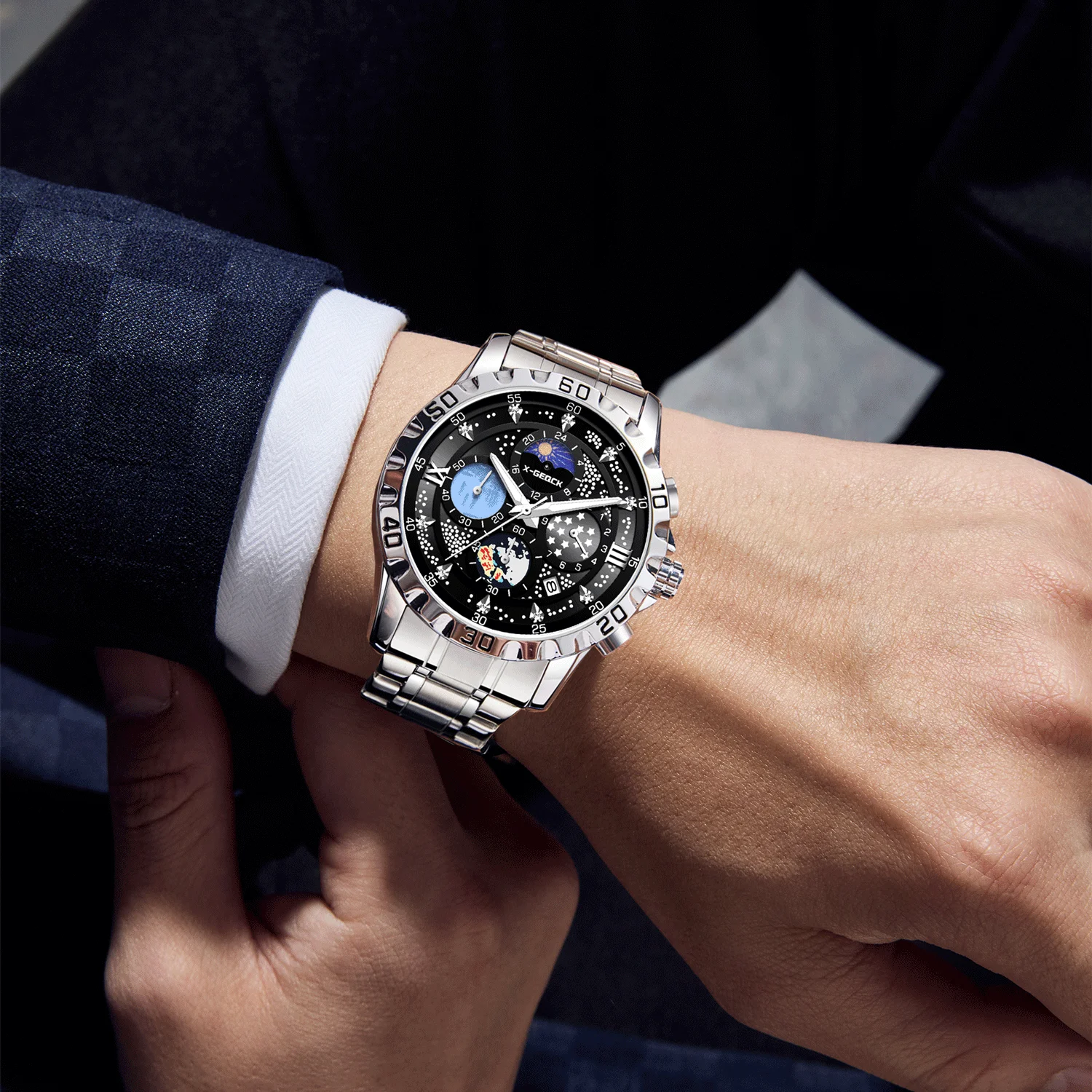 العلامة التجارية السويسرية المسجلة 2025 ساعات الموضة الجديدة للرجال شخصية متعددة الوظائف مقاوم للماء ساعات كوارتز رجالية مضيئة