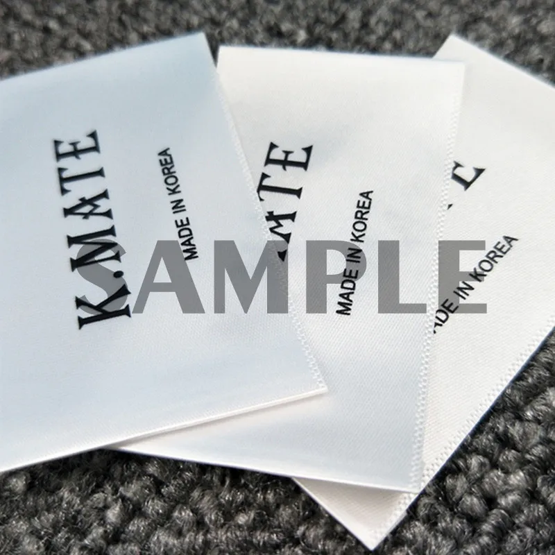 Custom Satin Printed Tags for Clothing Care Label, Washable Satin Material Logo by Printing Recycled 23040601