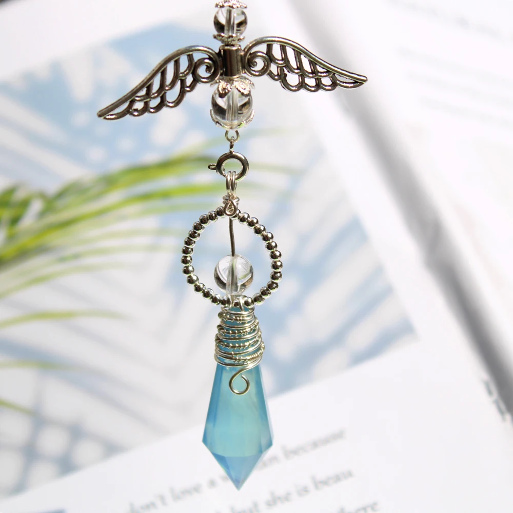 Unit One Piece Alloy With Natural Aquamarine Gemstone Spirit Healing Crystal Pendulum Pendant For Gift