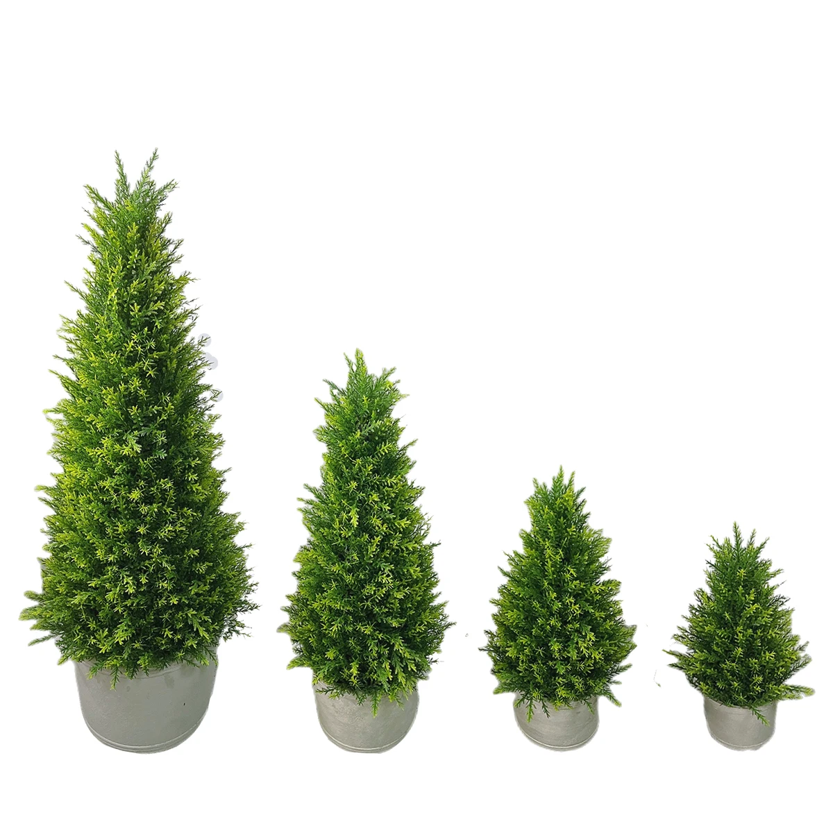 47/60/83/110cm Large Artificial Cypress Tree With Cement Basin Faux Tree Potted Plants For Home Shopping Mall Outdoor Decoration