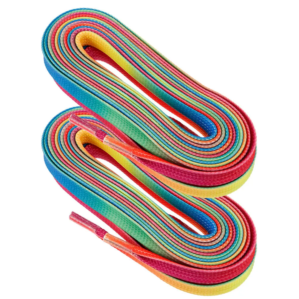 เชือกรองเท้าแบบแบนสีรุ้ง 1 คู่ ความยาว 182 ซม. เชือกรองเท้าสีไล่ระดับสำหรับรองเท้าสเก็ต รองเท้าฮอกกี้ รองเท้ากีฬา เชือกรองเท้าสำหรับกีฬาแบบทีม