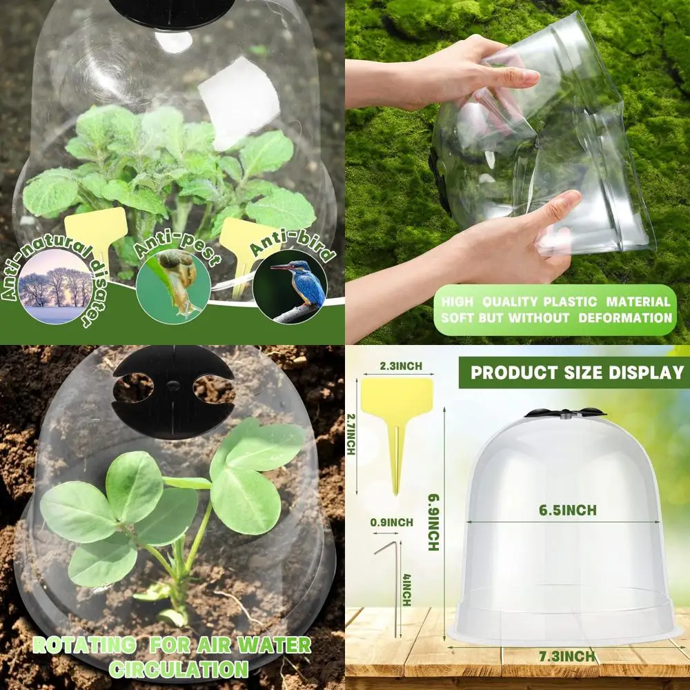 

20-Pack Clear Plastic Cloches with 60 Pegs and Labels for Gardening and Plant Protection