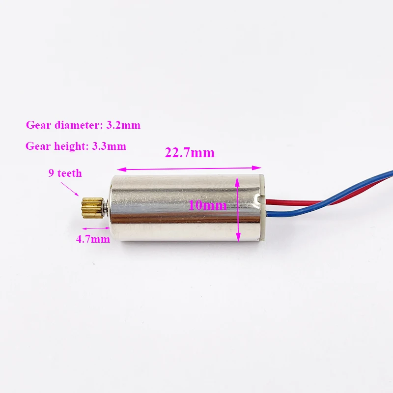 2pcs Mini 10mm*22mm 1020 CW+CCW Coreless Motor DC 3.7V-7.4V High Speed 9T Brass Gear for RC Car Drone Quadcopter Aircraft Engine