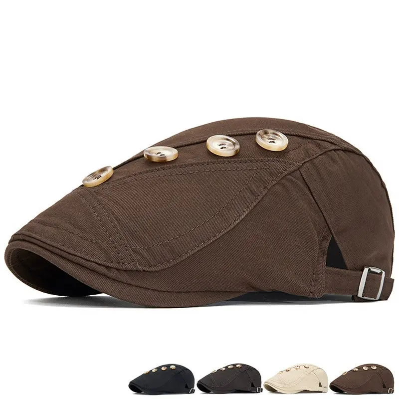 Four Seasons Cotton Geometry Newsboy Caps Flat Cap Men and Women Painter Beret Hats 238