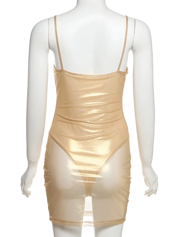 Bizarre chat Patchwork robe femmes Sexy minuit brillant soyeux sans manches été mi-haute fête plage fête Clubwear tendance moulante