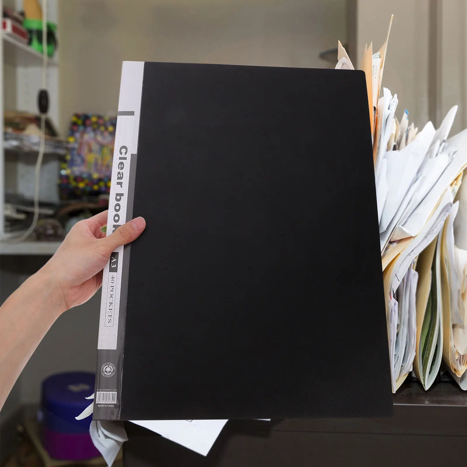 A3 Clear Pocket Portfolio Binder Plastic File Organizer for Art Projects Drawings Sheet Music Menus Business Presentations