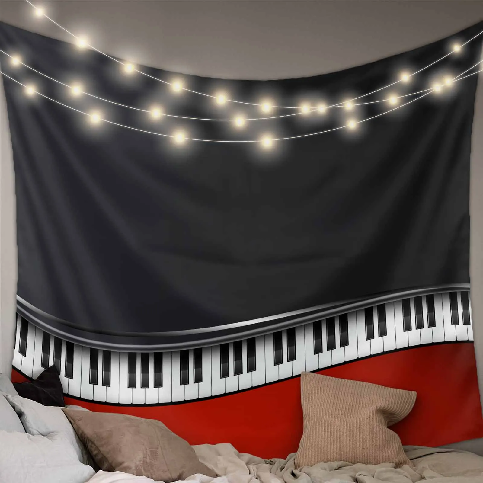 Red And Black Piano Keys Music Tapestry Wall Hanging Custom Boho Decoration Wall Tapestry Home Decor Hanging Cloth