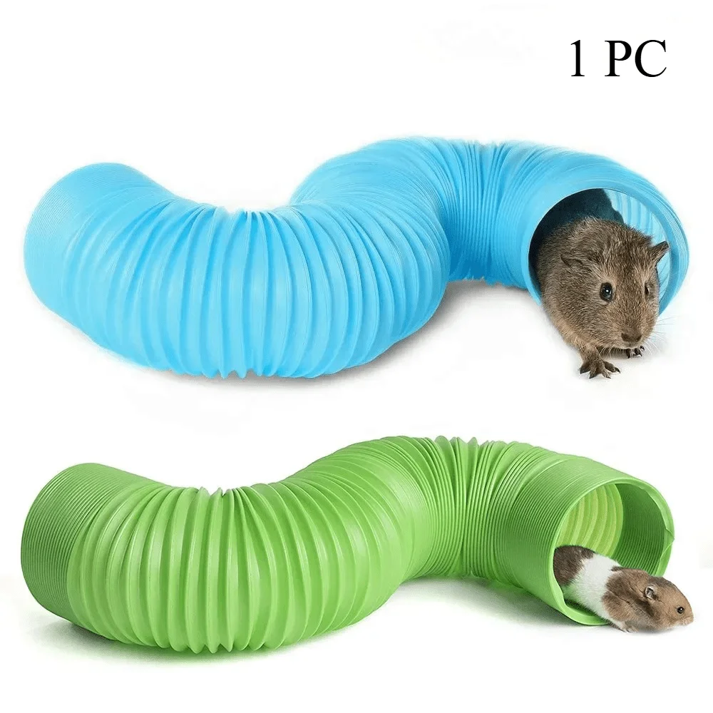 Túnel Divertido para Pequenos Animais de Estimação, Tubo Telescópico de 100cm para Hamster, Porquinho-da-Índia, Ouriço, Fureta, Rato e Outros Animais, Brinquedo Extensível