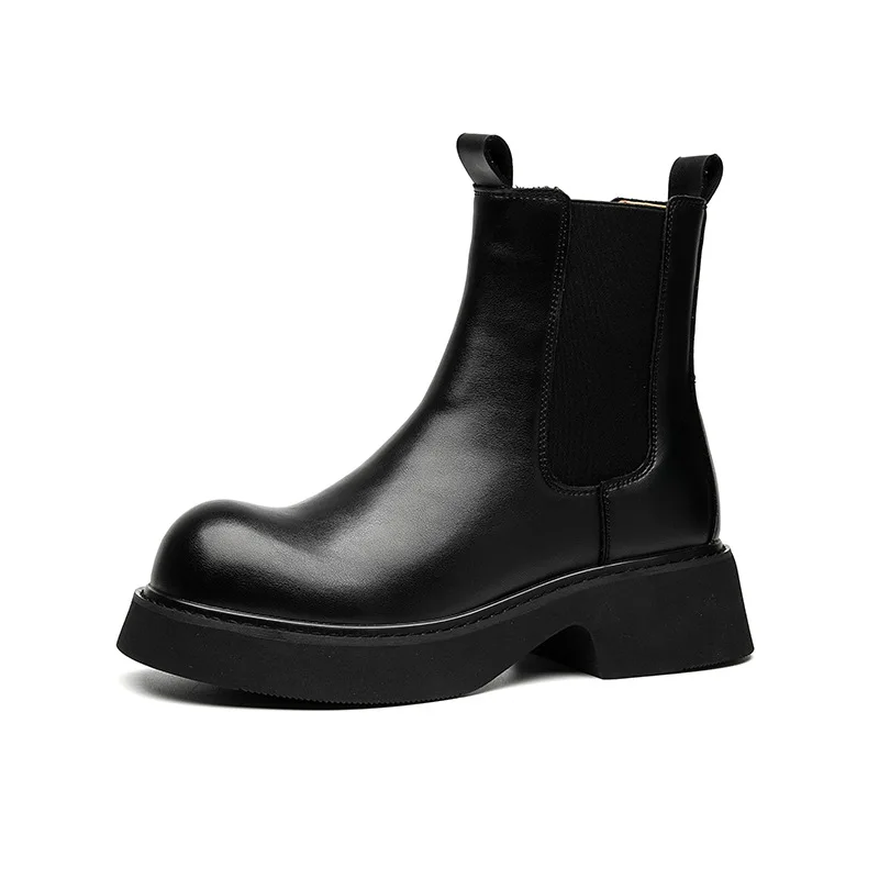 mens fashion party nightclub high chelsea boots slip-on platform shoes cowboy natural leather boot designer long chunky botas