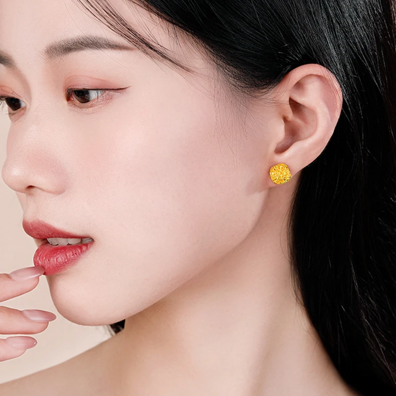 Genuine 14 Kt Gold Color Hollow Sugar Earrings for Women Earring Stud Wedding Ball Birthday Fine Jewelry Gifts Not Fade