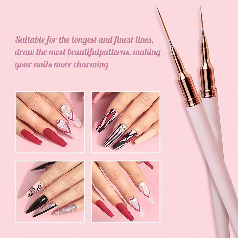 Ensemble de pinceaux à rayures pour nail art, 7/9/11/15/25mm