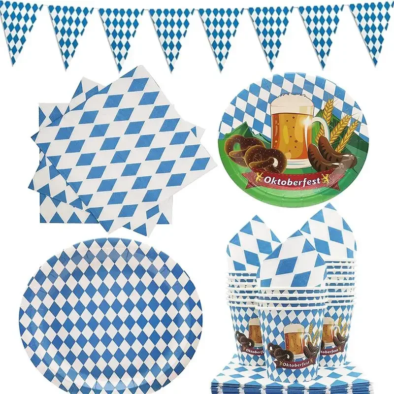 Oktoberfest Thema Party Dekorationen Bier Besteck Pappbecher Teller Servietten Tischdecke Banner Erwachsenen Bier Junggesellen abschied