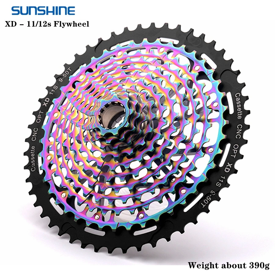 

SUNSHINE Mountain Bike Freewheel 11/12Speed 9-42/46/50T XD 380g Ultralight CNC Steel Cassette flywheel Rainbow For SRAM XD