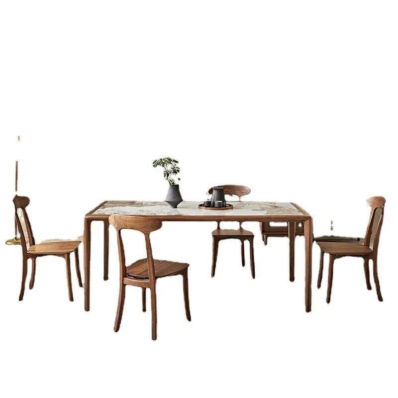 

North American black walnut modern minimalist light luxury home rock slab dining table,solid wood rectangular